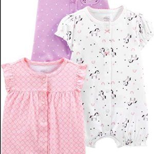 Simple Joys by Carter s Baby Girls Snap-Up Rompers, Pack of 3 12 mos 12m